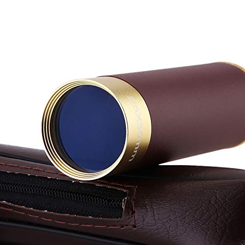 Luneta Retrátil Retrô Monóculo Telescópio Dourado Fosco Zoom 25x30mm + Leço + Bolsa - 33 Cm