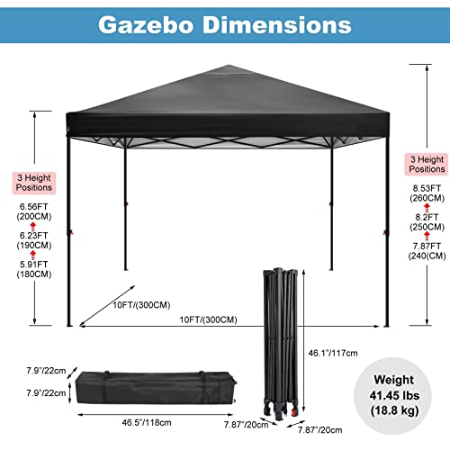 Image of HOTEEL 10x12ft Pop Up Canopy, Waterproof Outdoor Party Easy Up Tent with Carry Bag, No Tools Needed, Event Tent for Parties, Backyard, Wedding, Commercial,Gray