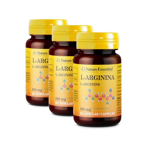 Nature Essential - L-Arginina 500 mg - 50 Cápsulas - Aminoácidos Semiesenciales - Ayuda al Estado Vascular y el Metabolismo Muscular - Pack 3 Unidades