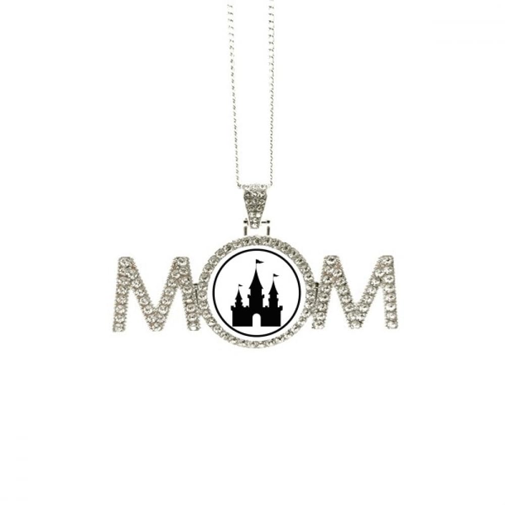 Collier château de parc d'attractions contour noir bijou maman