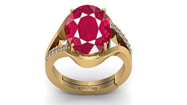 AARADHYA GEMSNatural Certified Unheated Untreatet 12.00 Ratti A+ Quality Natural Burma Ruby Manik Gold Plated Ring Gemstone Ring for Women's and Men's (Lab Certified)-image-33