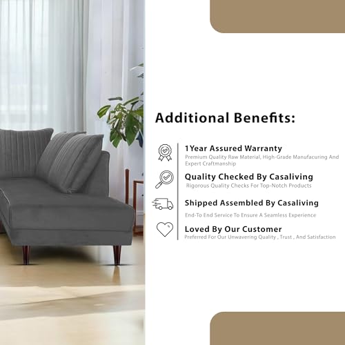 Image of Gratly RHS 4 Seater L Shape Sofa Set for Living Room (Dark Grey Colour) Premium Fabric Sofa