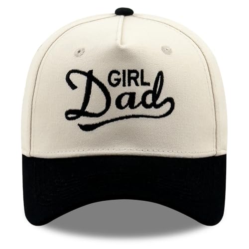 SoGoNati Embroidered Funny Baseball Cap Birthday Gifts Cotton Dad Hat Fun & Heartfelt Stitching Adjustable Casual Outdoor Hat for Men Women Fathers Day - Girl Dad Black Beige