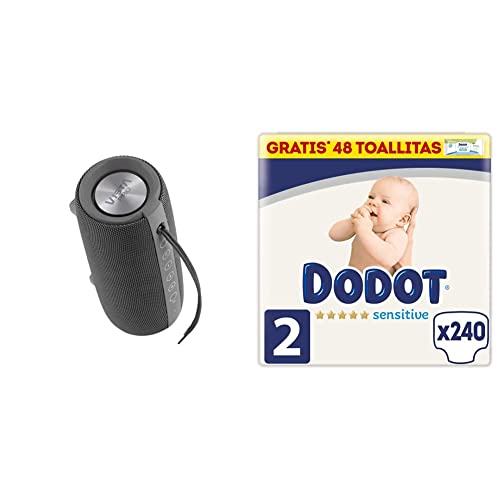Altavoz Upper 2 de Vieta Pro, con Bluetooth 5.0, True Wireless, Micrófono, Radio FM,Gris Plomo & Dodot Pañales Bebé Sensitive Talla 2 (4-8 kg), 240 Pañales + 1 Pack de 48 Toallitas Gratis