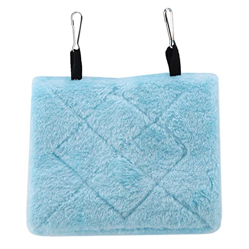 Image of Plush Bird Hammock, Hanging Bird Nest Warm Soft Plush Hammock Hanging Cage Tent Winter Warm Bird Nest House for Birds Parrot Winter Warm Bed Pet Toy Pouch Cotton Bed (M-Blue)