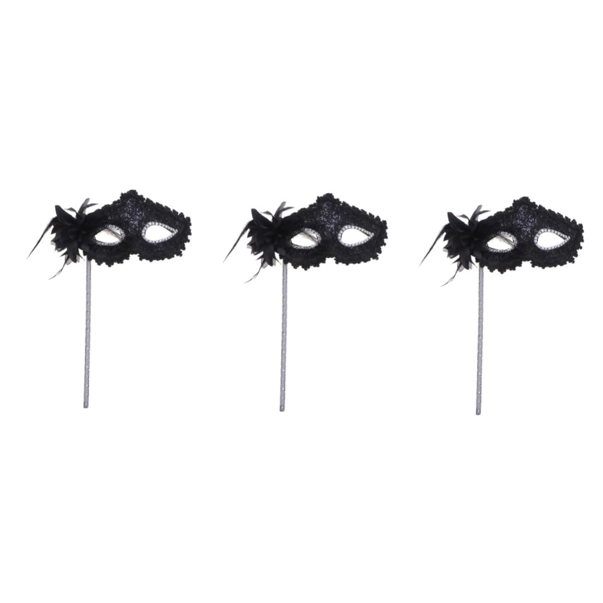 BESPORTBLE 3 pièces Masque Mascarade Noir Dentelle à Main pour Halloween Femme et Fille et Élégant pour Carnaval Bal Costumé et Photographies Festives