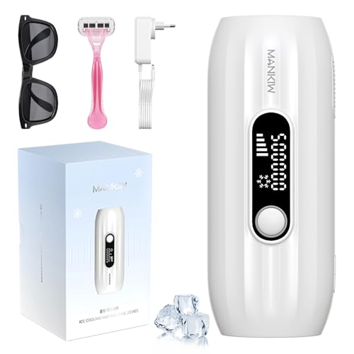 MANKIW Depiladora Luz Pulsada con Función de Enfriamiento, 5 Niveles de Energía y 500000 Pulsos, Modos Automático y Manual, Alternativa a la Depiladora Laser, para Piernas, Axilas y Bikini