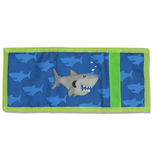 Stephen Joseph, Kids Unisex Wallet, Toddler Wallet for Boys and Girls with Applique Designs, Screen Printed Zippered Coin Pocket, Shark4