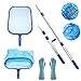Voarge Chwimmbadnetze Set,Teleskopstange+34 cm Tief Teichkescher, mit Teleskopstange und Gummihandschuh, für Swimmingpool, Teich, Spa, Aquarium, Planschbecken, Whirlpool