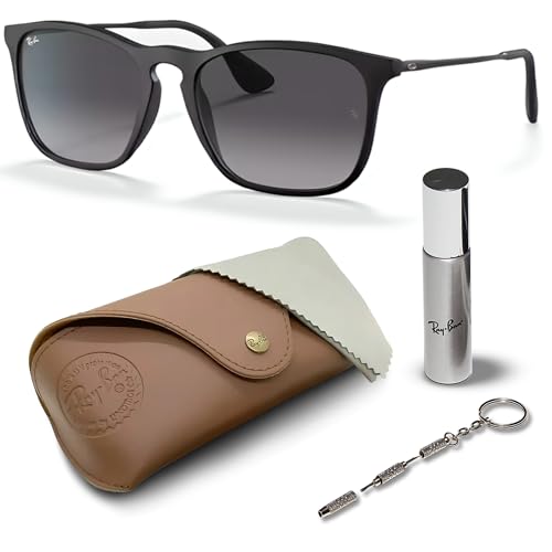 Ray-Ban RB4187F CHRIS LOW BRIDGE FIT Square Shaped Sunglasses for Men & Women with Official RAYBAN Eyewear Kit