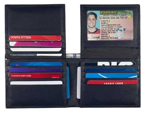Bullz RFID Signal Blocking Protection Leather Credit Card Holder Security Mens Wallet (Black)
