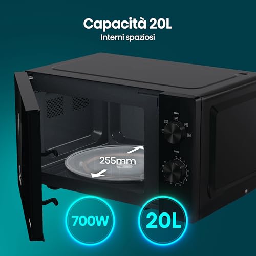 Hisense H20MOBP1 Forno a Microonde, Nero, 20 l - immagine 5