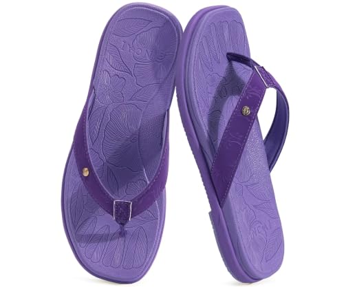 Image of ONCAI Women's Flat Flip Flops Square Thong Sandals with Leaf Printed Summer Beach Daily Casual Dressy Soft Cushion Sandalias Mujer Lightweight Outdoor Waterproof Rubber Sole US Size 6-12