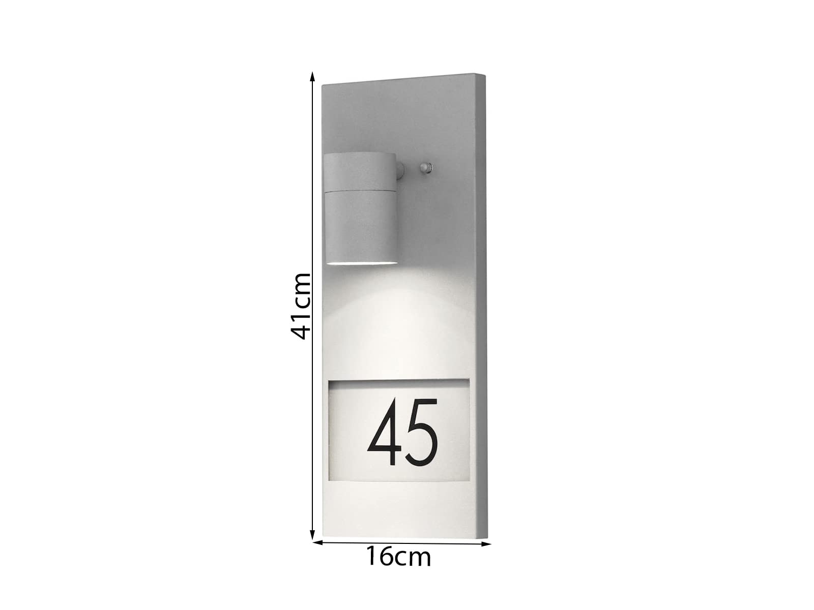 Große LED Außenwandleuchte/Hausnummernleuchte mit Downlight-Spot, Grau