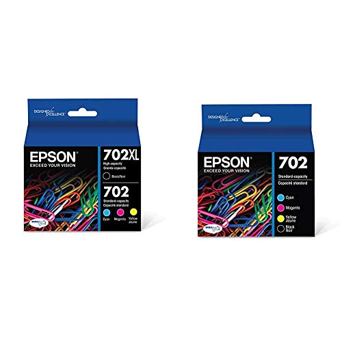 Epson T702XL-BCS DURABrite Ultra Black High Capacity and Color Combo Pack Standard Capacity Cartridge Ink & T702120-BCS DURABrite Ultra Black and Color Combo Pack Standard Capacity Cartridge Ink