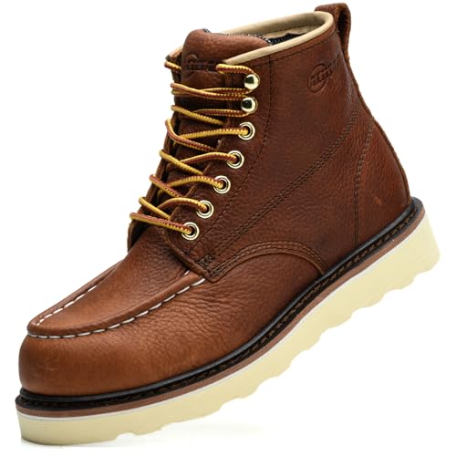 Image of Work Boots for Men - 6 Inch Wedge Soft Toe Mens Work Boots, Waterproof Construction Work Shoes