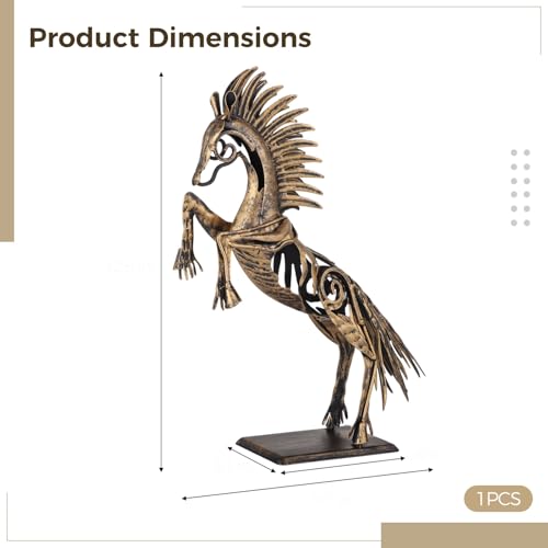 Estatua de Caballo de Metal en Pose de Salto, Decoración miniatura 4