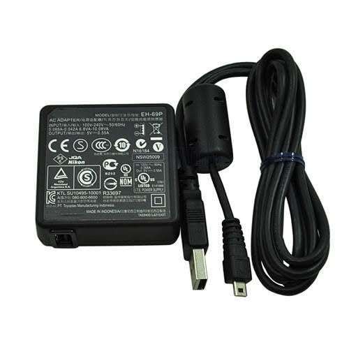 Image of Charger EH-68P & UC-E6 Cable Combo Compitable for Coolpix Camera S3000 S4000 S6000 S640 S70 S80 S8000 S8100 P100 Camera Chargers