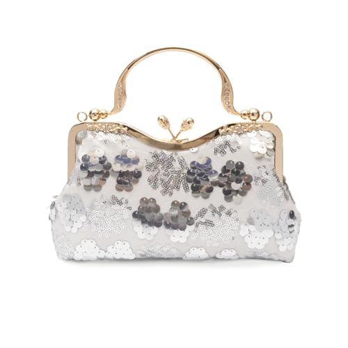 Image of CORIOS Vintage 1920s Evening Bag for Women Velvet Clutch Bag Sparkly Sequin Handbag Bridal Wedding Purse