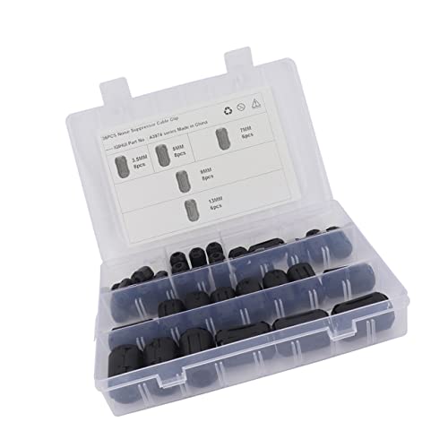 CONGARTENO 36 Pièces Anneaux de Ferrite Antiparasites pour Câbles Filtre de Bruit et Pratique pour Câbles Alimentaires Audio et Données