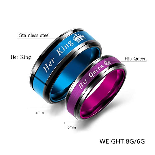 Amazing 6mm Womens Wedding Band Stainless Steel Purple His Queen Ring Anniversary Promise Engagement Bridal for Her (Her Size 9)2