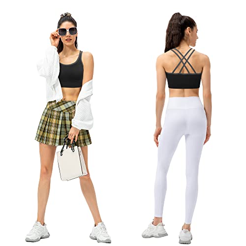 Image of VEQKING Strappy Cross Back Sports Bra for Women Removable Padded Yoga Bras | Multipack, Medium Support, Comfortable Seamless Wireless Design, Breathable Moisture-Wicking Fabric, Workout, Gym, Pilates