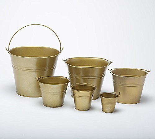 Craftmill Pack of 5 Gold Coloured 5.4cm (2") High Metal Buckets - Pots - Planters for Sweet Tree Kits, Plants, Favours, Storage (W9007)