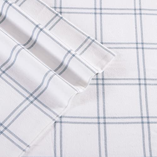 Image of Eddie Bauer - Flannel Sheets Queen Size, Anti-Pilling & Wrinkle Resistant Cotton, Touchably Soft for All-Season Comfort - Bed Sheets with Matching Pillowcases & Fitted Sheet (Westridge Plaid Blue)