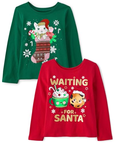 Image of The Children's Place Baby and Toddler All Holidays,Birthdays Long Sleeve Graphic T-Shirts,2 Pack
