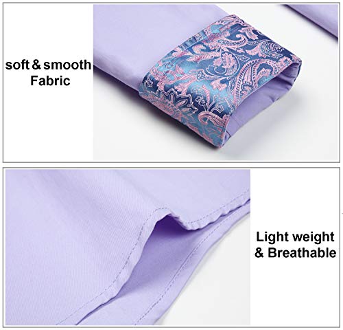 Image of HISDERN Mens Business Dress Shirts Long Sleeve Casual Button Down Shirt Formal Inner Collar Contrast Shirt for Men Wedding