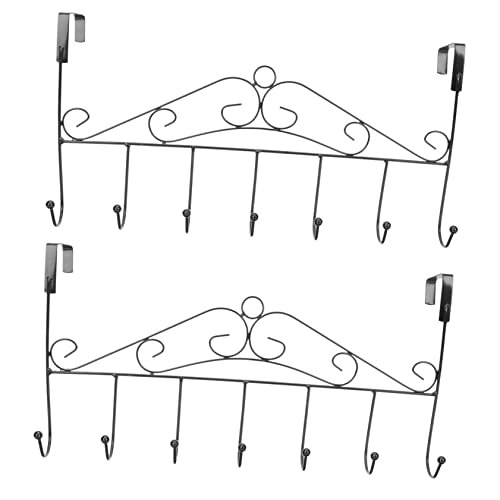 KICHOUSE 2pcs Door Back Hook Over The Door Hook Rack No Nail Coat Hanger Multi-Function Organizer
