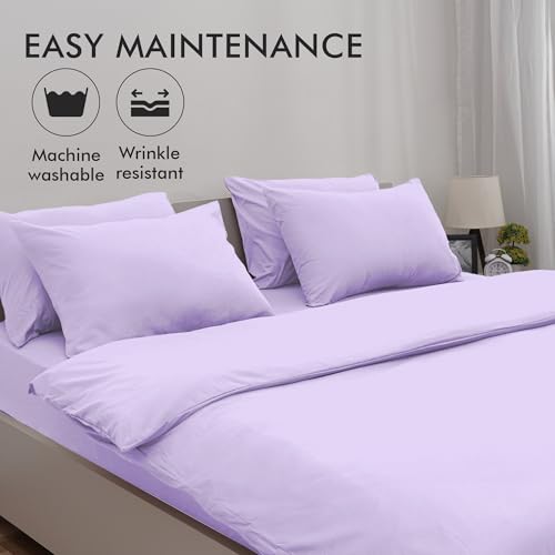 Novo Home King Size Duvet Cover Set Lilac - Soft Microfibre Quilt Cover & 2 Pillowcases - Image 3