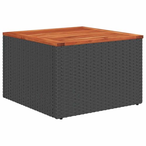 Table de jardin en rotin synthétique peu encombrante noire 55x55cm