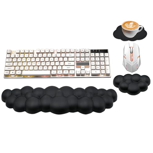 Teclado reposamuñecas de piel sintética de espuma viscoelástica para teclado de computadora, almohadilla ergonómica para reposamuñecas y bonito reposamuñecas de mouse para juegos, oficina,
