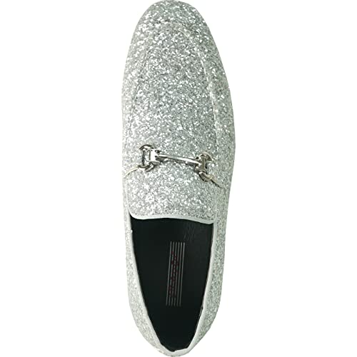 Image of bravo! Men Dress Shoe Prom Slip-on Loafer Lace-up Oxford Cap Toe Metallic Glitter for Wedding Prom Black Blue Green Gold Pink Pewter Purple Silver Red