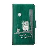 スマ通 Galaxy S23 FE SCG24 対応 ケース スマホケース 手帳型 カード収納 スタンド ストラップ穴 携帯 カバー ふくろう 手書き風 イラスト おしゃれ エストゥエンティスリーエフイー用 (3-グリーン) q0001-v0090
