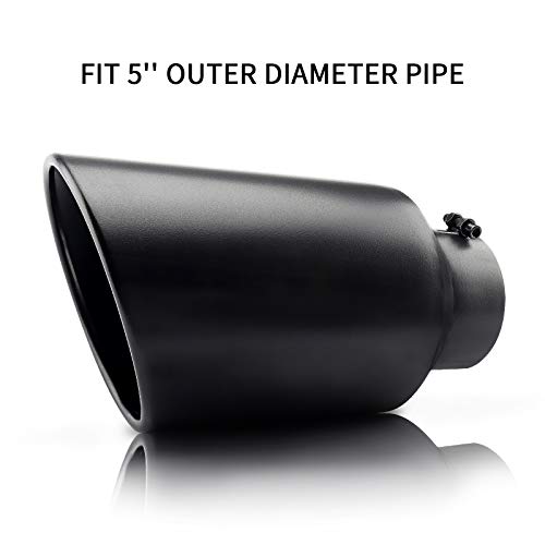 5 Inlet Black Exhaust Tip,MONOKING Universal Bolt On Exhaust Tips for Truck Car Tailpipes 5 Inlet 8 Outlet 15 Long