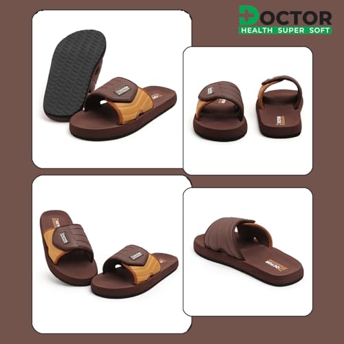 Image of DOCTOR HEALTH SUPER SOFT Men's Casual Slide Slippers | Soft Cushioned EVA Comfort Sandals | Lightweight Anti-Slip Open Toe Slides for Indoor Outdoor Everyday Wear