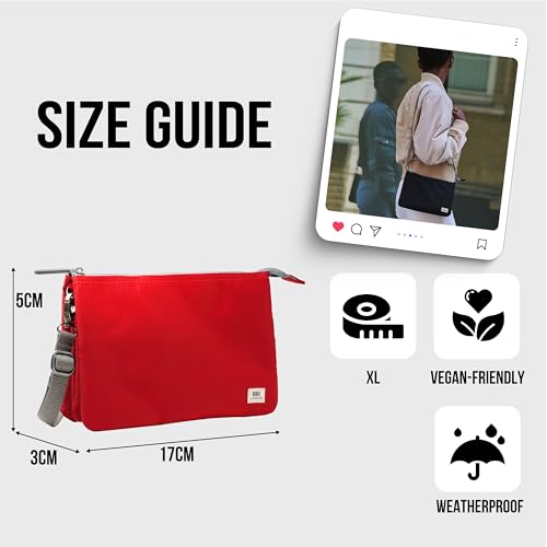 ORI LONDON Crossbody Bag - XL Slim, Chunky Zip, Removable & Adjustable Strap, & 3 Compartments - Carnaby2