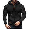 black hoodie men,Hoodies For Men Uk Full Zip Up Casual Hooded Lightweight Jackets Mens With Pockets Comfort Outdoor Solid Color Long Sleeve Hoody Loose-fit Soft Fleece Sweatshirts,Black,M #1