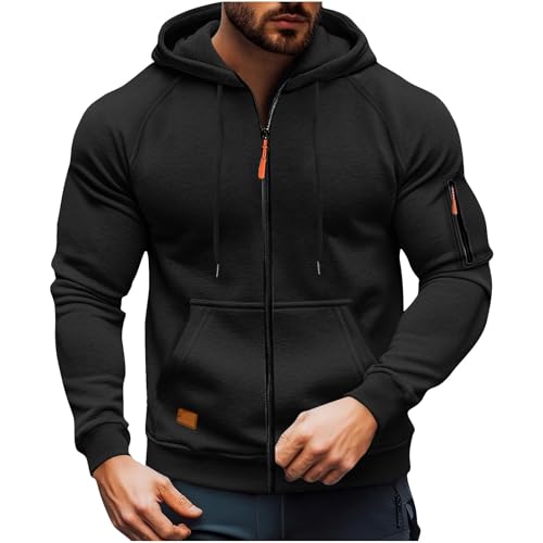 men's+clothing Hoodies For Men Uk Full Zip Up Casual Hooded men's clothing Lightweight Jackets Mens With Pockets Comfort Outdoor Solid Color Long Sleeve Hoody Loose-fit Soft Fleece Sweatshirts - Image 2