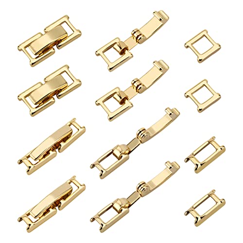 SUPERFINDINGS 20 Sets 2 Styles Brass Fold Over Clasps Necklace Bracelet Extenders Foldover Extension Long-Lasting Plated Jewelry Clasps for Jewelry Making Necklaces Bracelets DIY Crafts