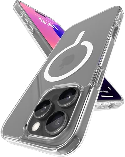 Image of eller sante Magpro-Q Back Cover Case for iPhone 16 Pro Max Scratch Resistant Camera Protector TPU Shockproof 10ft Drop Protection Support Mag-Safe Wireless Charging- Clear
