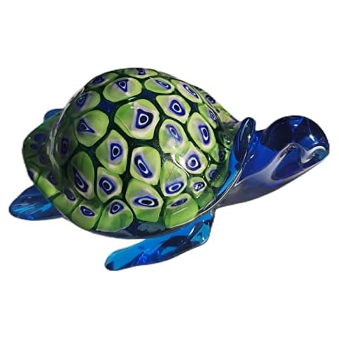 Hand Blown Glass Sea Turtle Figurine Paperweight,Sea Animal Ornament for Home Decor,Sea Animals Collection for Birthday Gift,Glass Tortoise Sculpture Cover