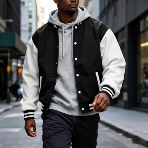Varsity Jacket for Men Baseball Fleece Button Down Sweaters Cardigan - image 2