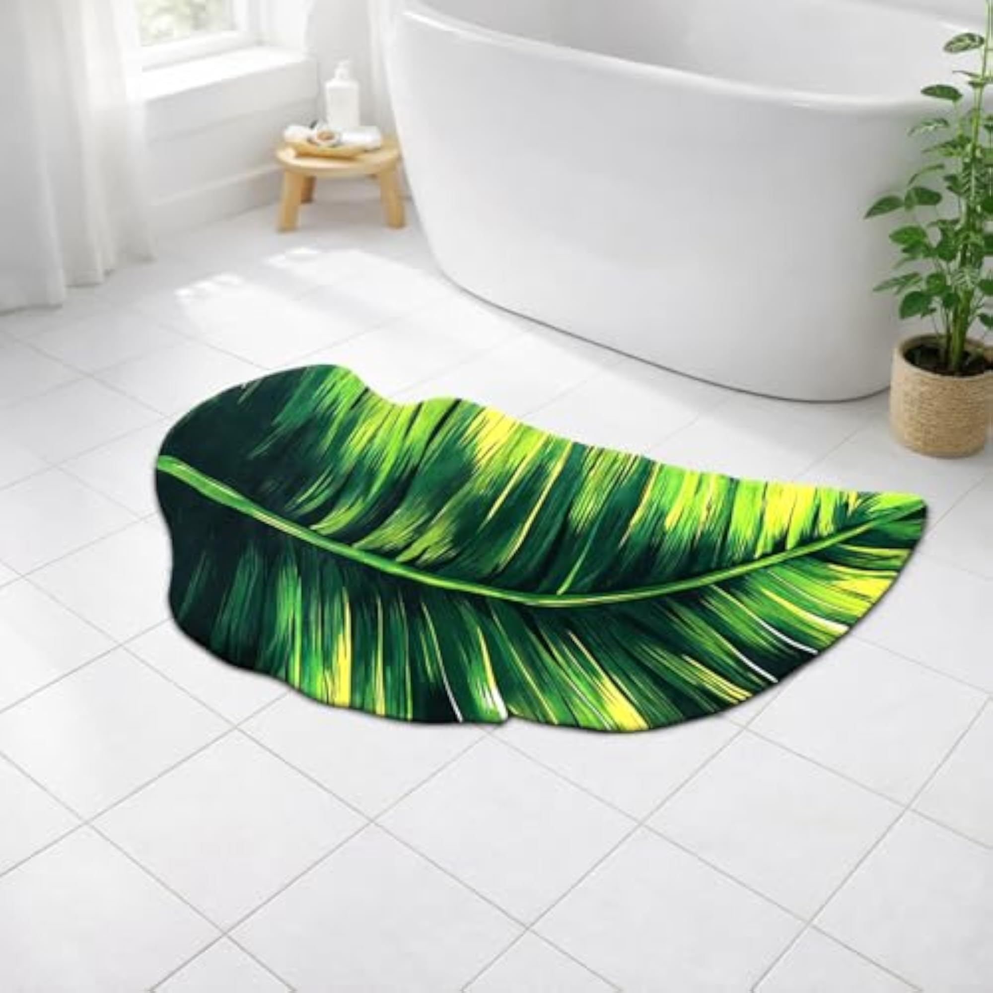 3D Leaf Shaped Super Soft Bath Mat, Green