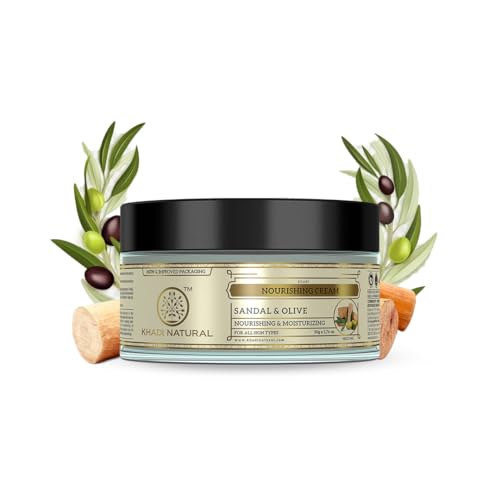 KHADI NATURAL Ayurvedic Sandal and Olive Face Nourishing Cream With Sheabutter, 50g KHADI NATURAL Ayurvedic Sandal and Olive Face Nourishing Cream With Sheabutter, 50g