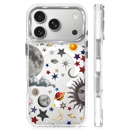 Coque iPhone 17 Pro MagSafe transparente rigide anti-chute motif Sun Moon