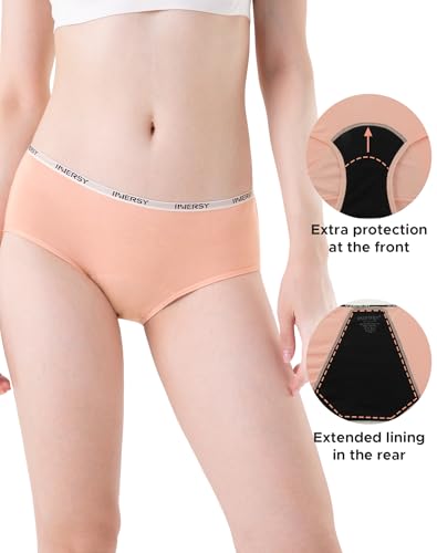 INNERSY Girls Period Underwear Hipster Cotton Menstrual Panties for Teens 6 Pack2