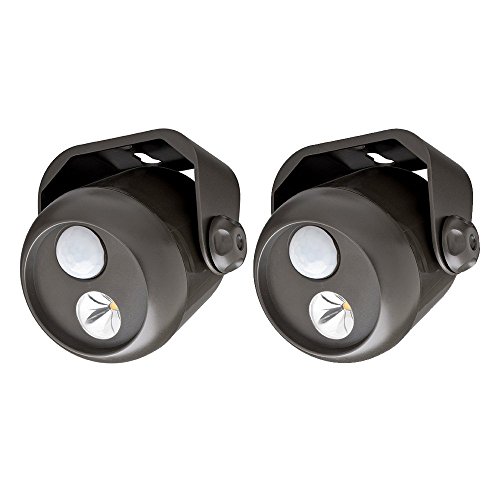 Mr. Beams MB312 Wireless LED Mini Spotlight with Motion Sensor and Photocell, 80-Lumens, Brown, 2-Pack (Renewed)
